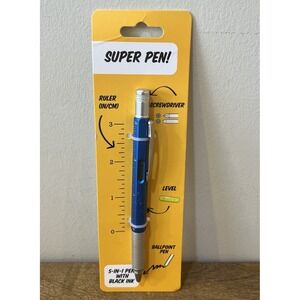 5-in-1 Pocket EDC Multi-Tool Pen Ruler Level Screwdriver Ballpoint Gadget NEW